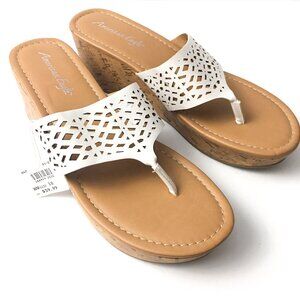 White Thong Wedge Sandals